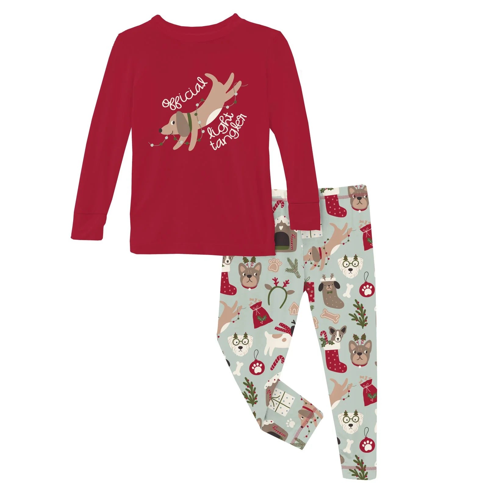 Aloe Christmas Dogs Red Graphic LS PJ Set