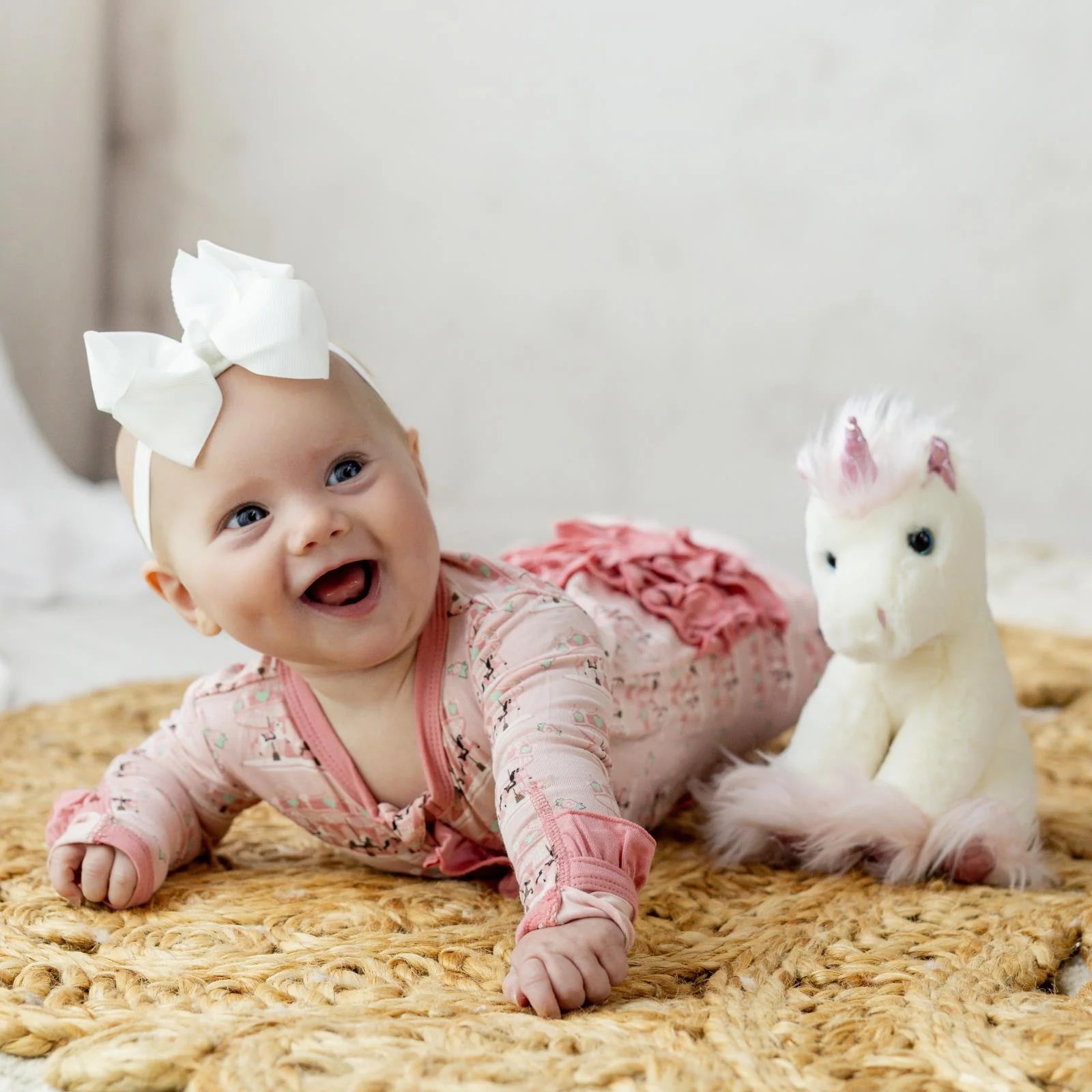 Baby Rose Fair Carousel Ruffle Zip Footie