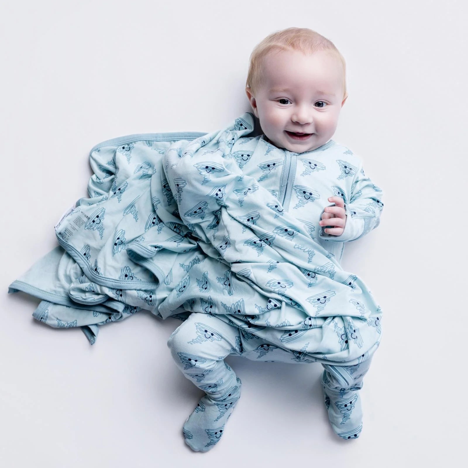 Blue Happy Tornado 2-Way Zip Footie