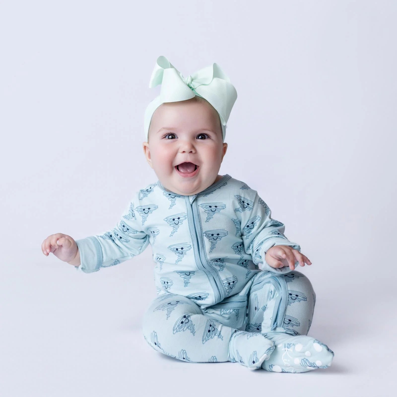 Blue Happy Tornado 2-Way Zip Footie