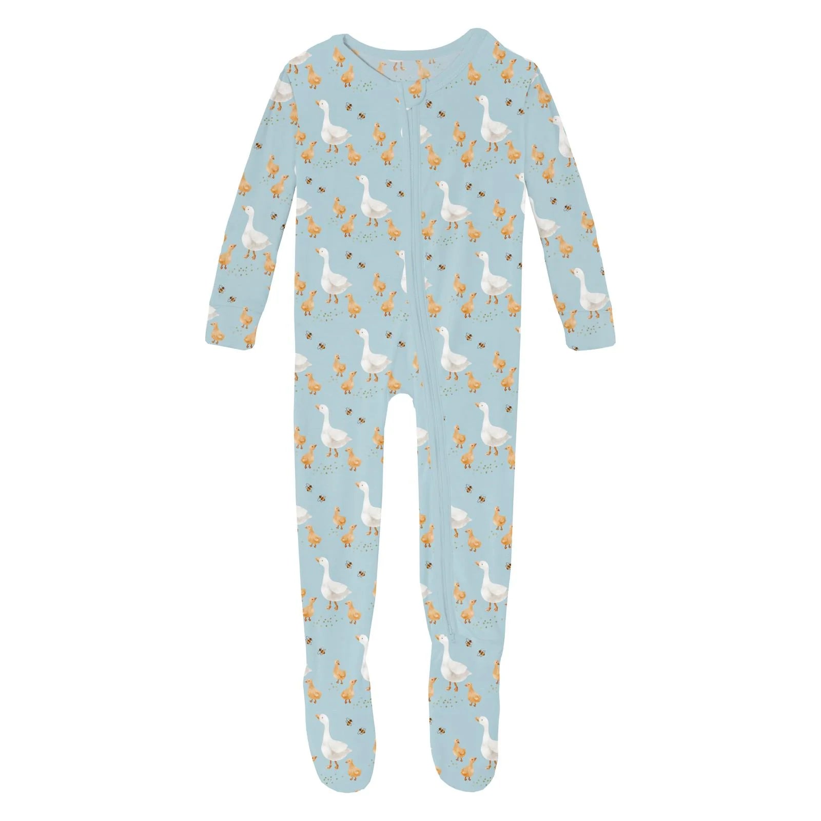 Spring Sky Feeding Ducks Print Footie