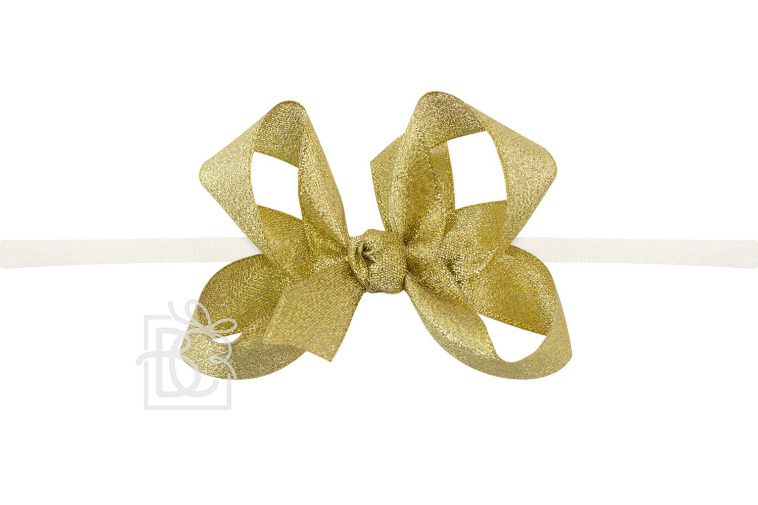 Pantyhose Headband w 3.5" Bow Gold