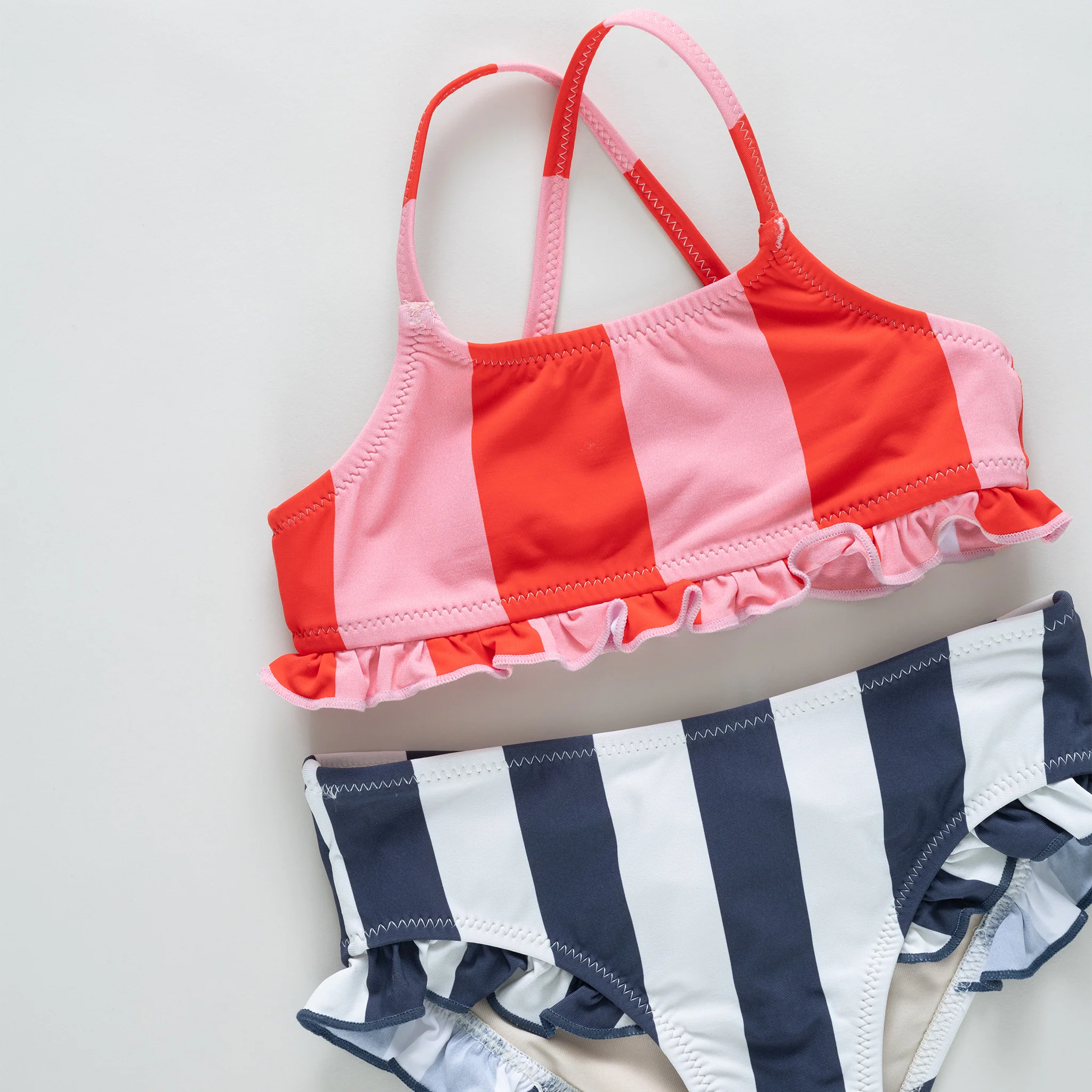 Wide Pink and Red Stripe Arabella Bikini