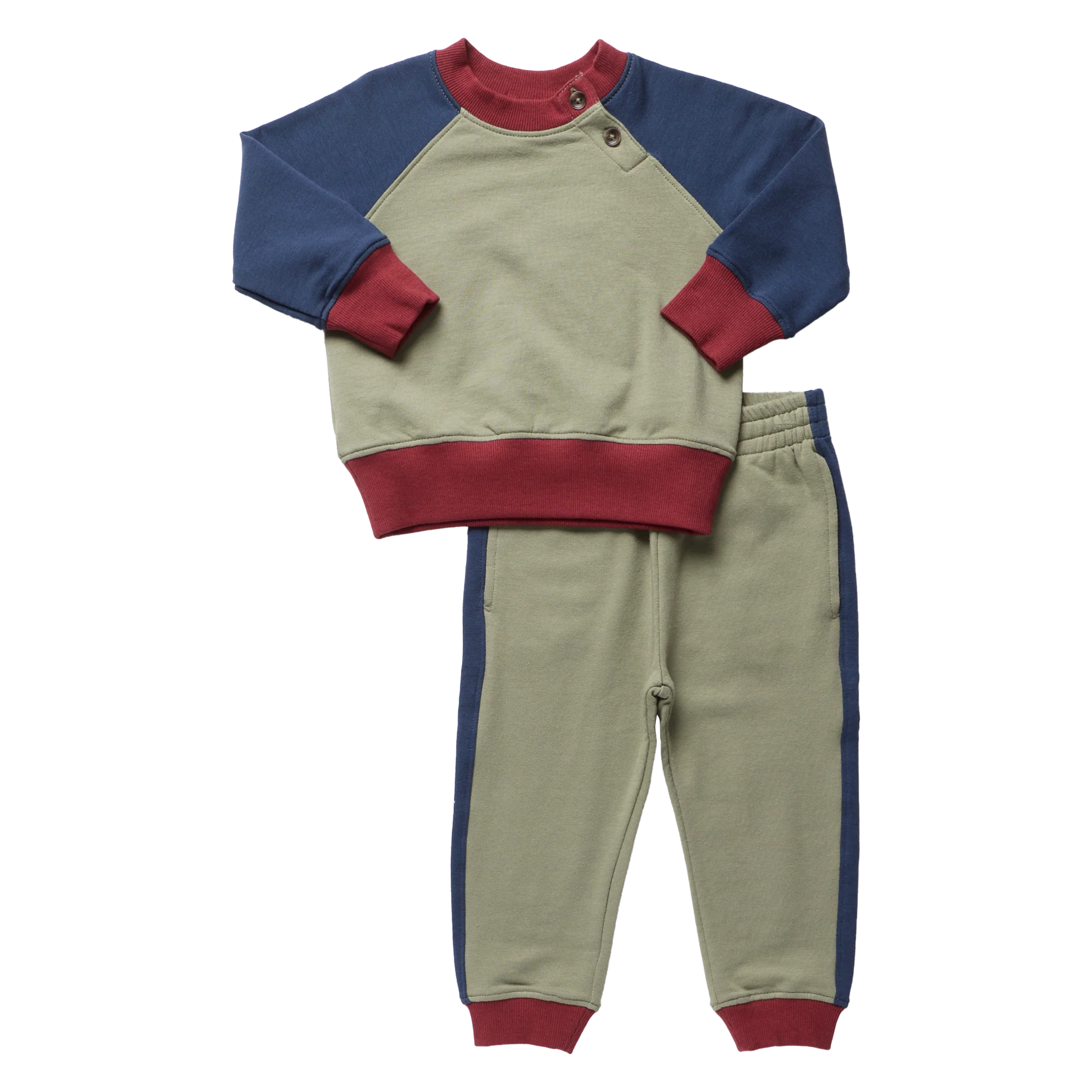 Green Color Block Puzzle Jogger Set
