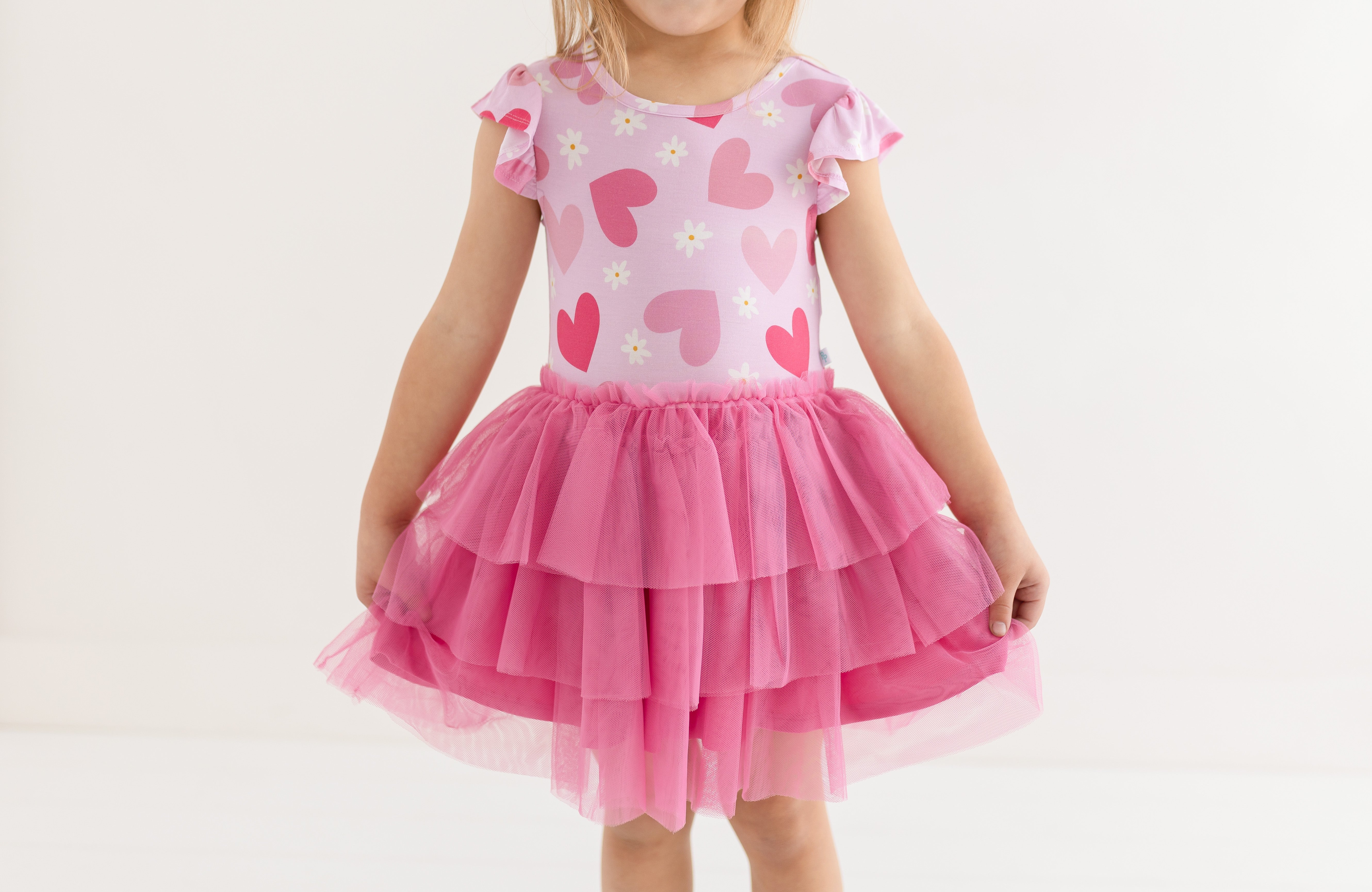 Daisy Love Bright Pink Ruffled Tulle Dress