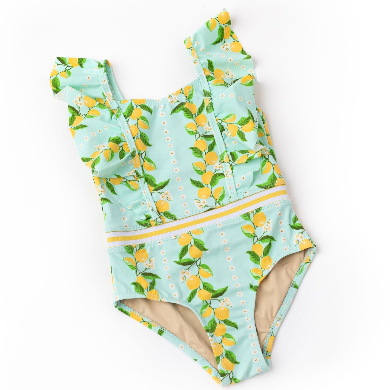 Mint Green Citrus Grove Ruffle Swimsuit