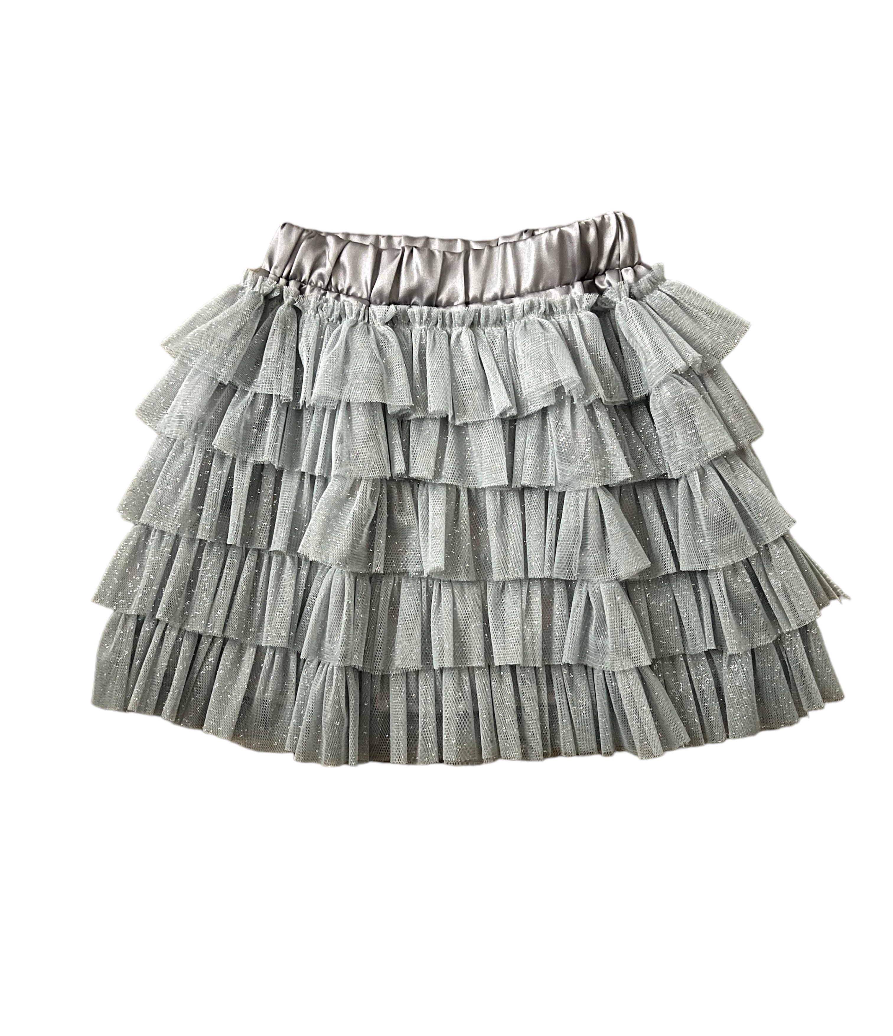 Silver Sparkle Ruffle Tiered Skirt