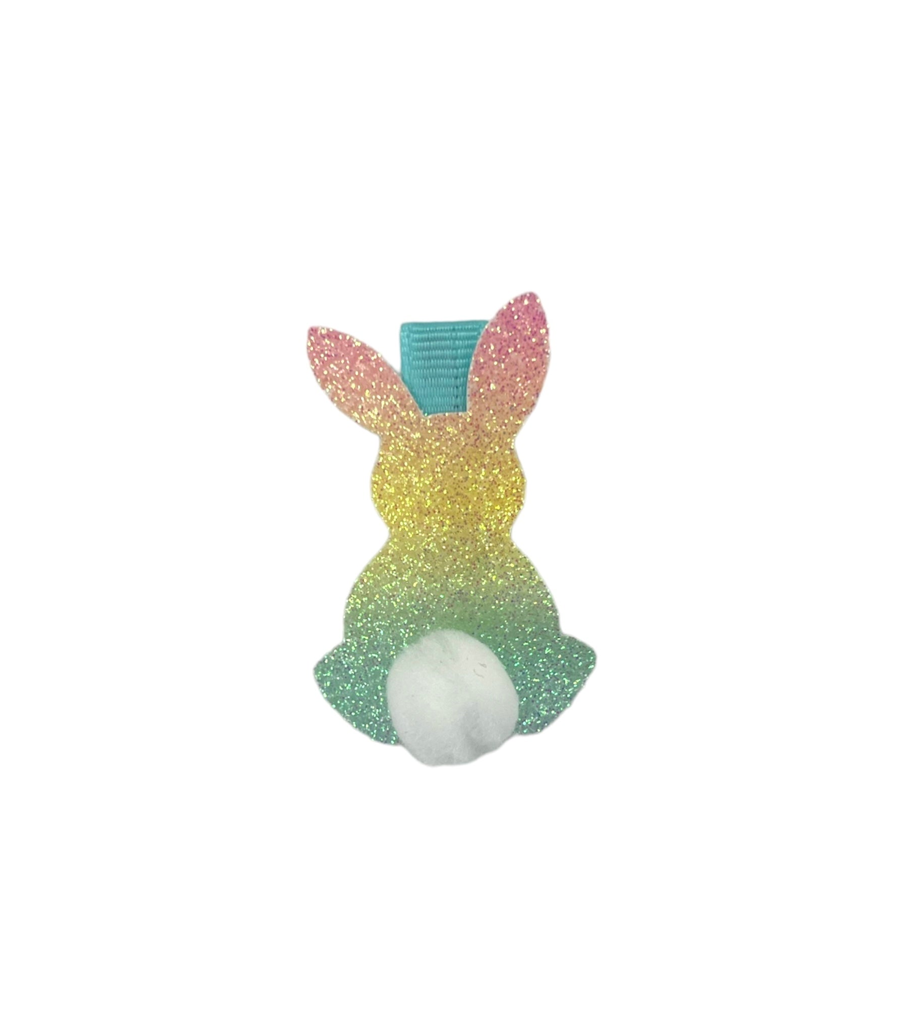 Aqua Bunny Glitter Clip w Tail