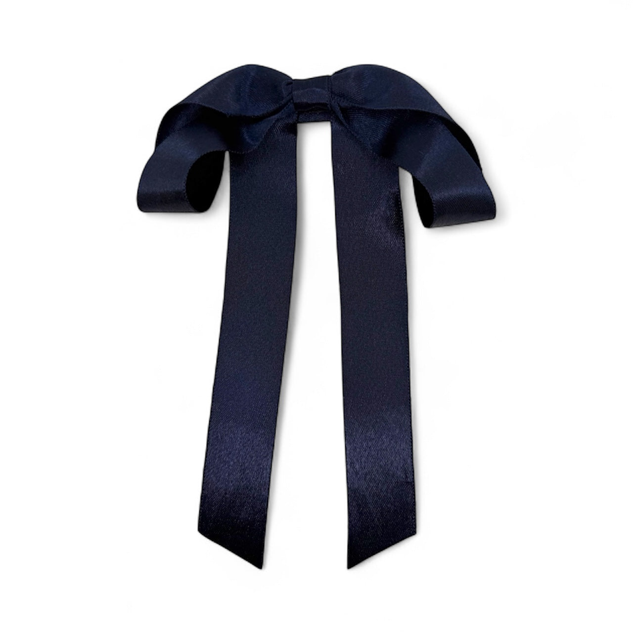 Draped Satin Navy Long Tail Bow