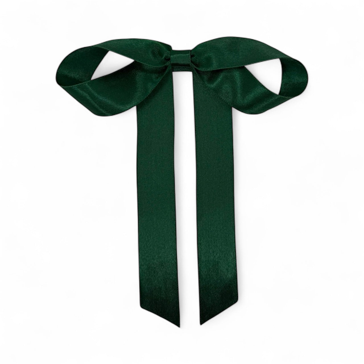 Draped Satin Green Long Tail Bow
