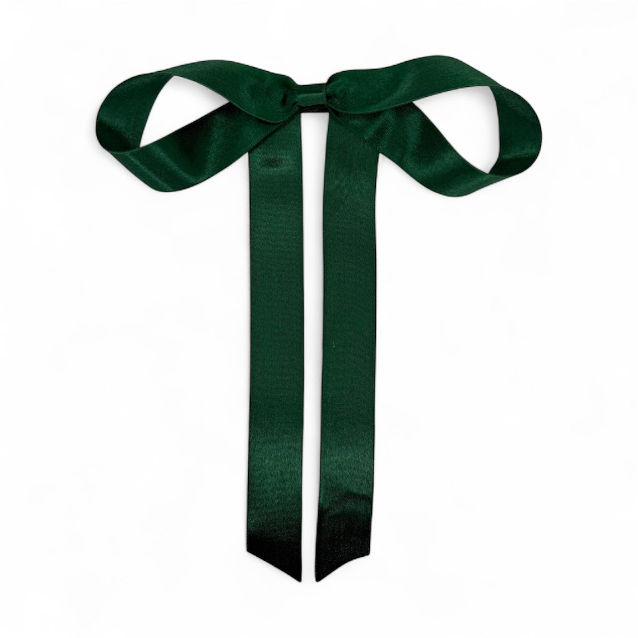 Draped Satin Green Long Tail Bow