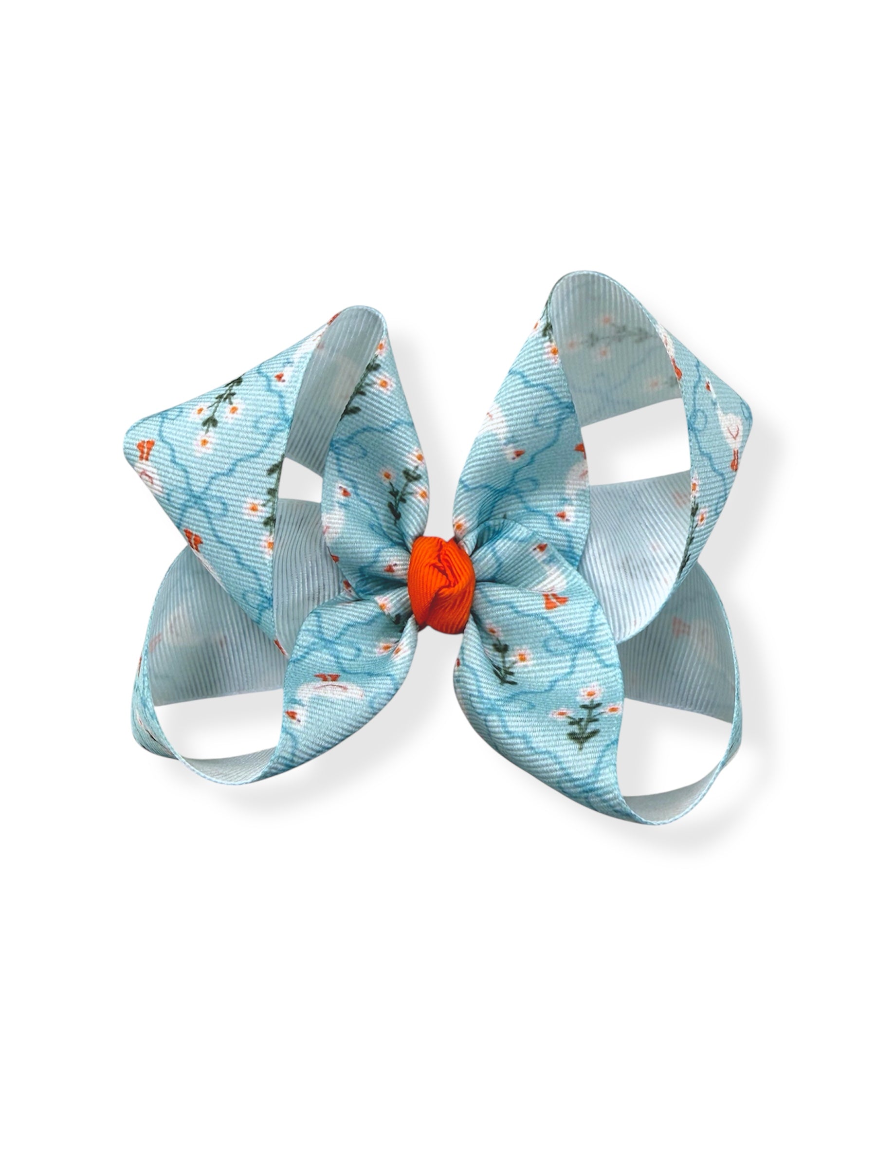 Blue Garden Geese Printed Bow