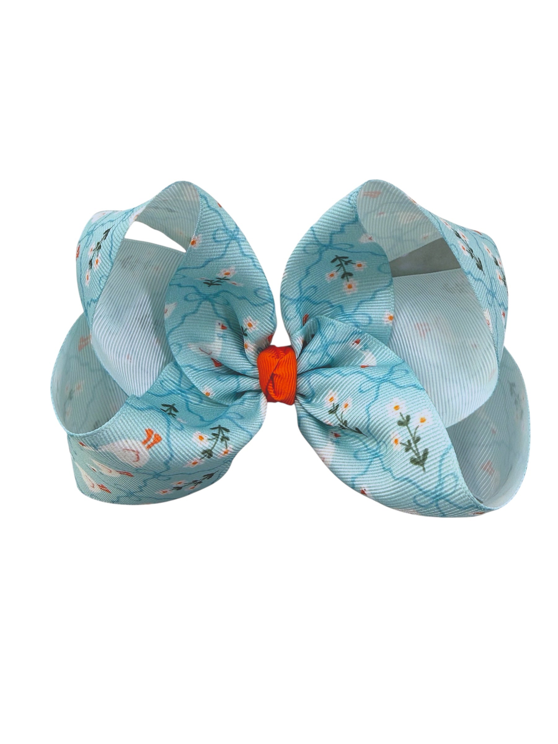 Blue Garden Geese Printed Bow