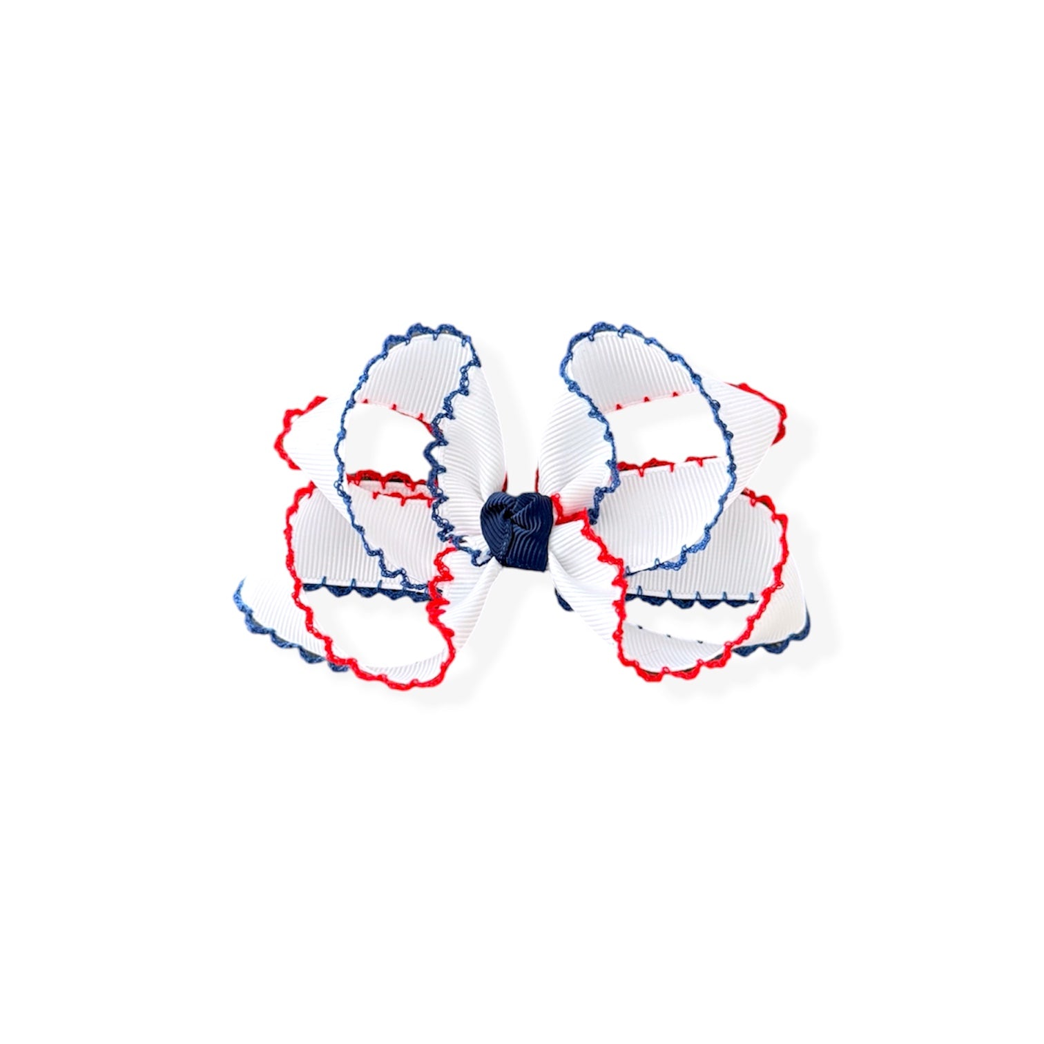 White Patriotic Moonstitch Bow
