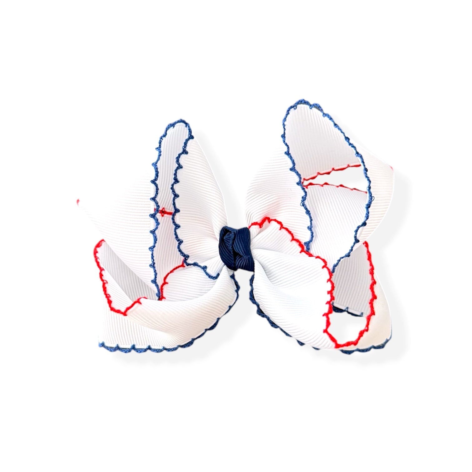 White Patriotic Moonstitch Bow