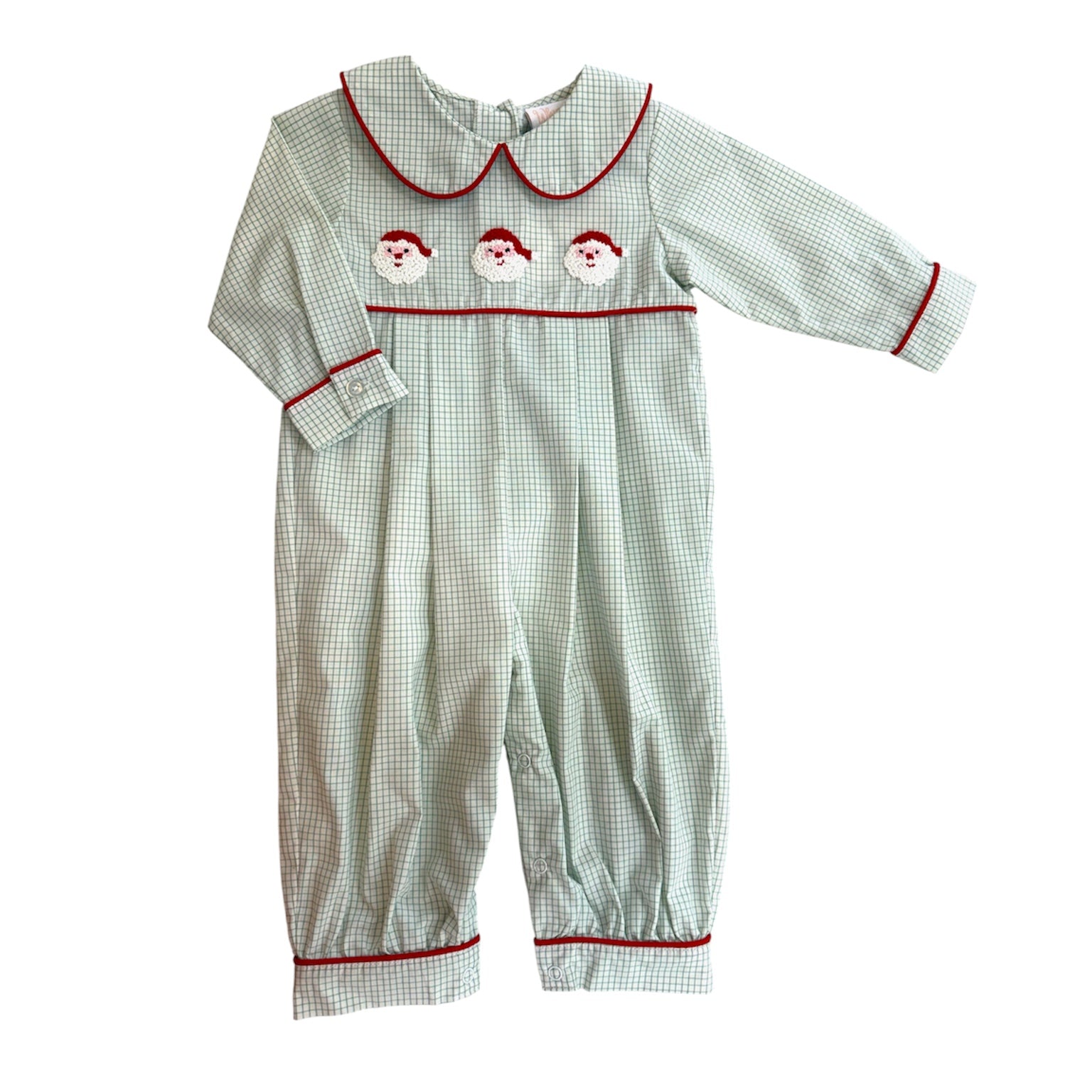 Green Classic St. Nick Collared Romper