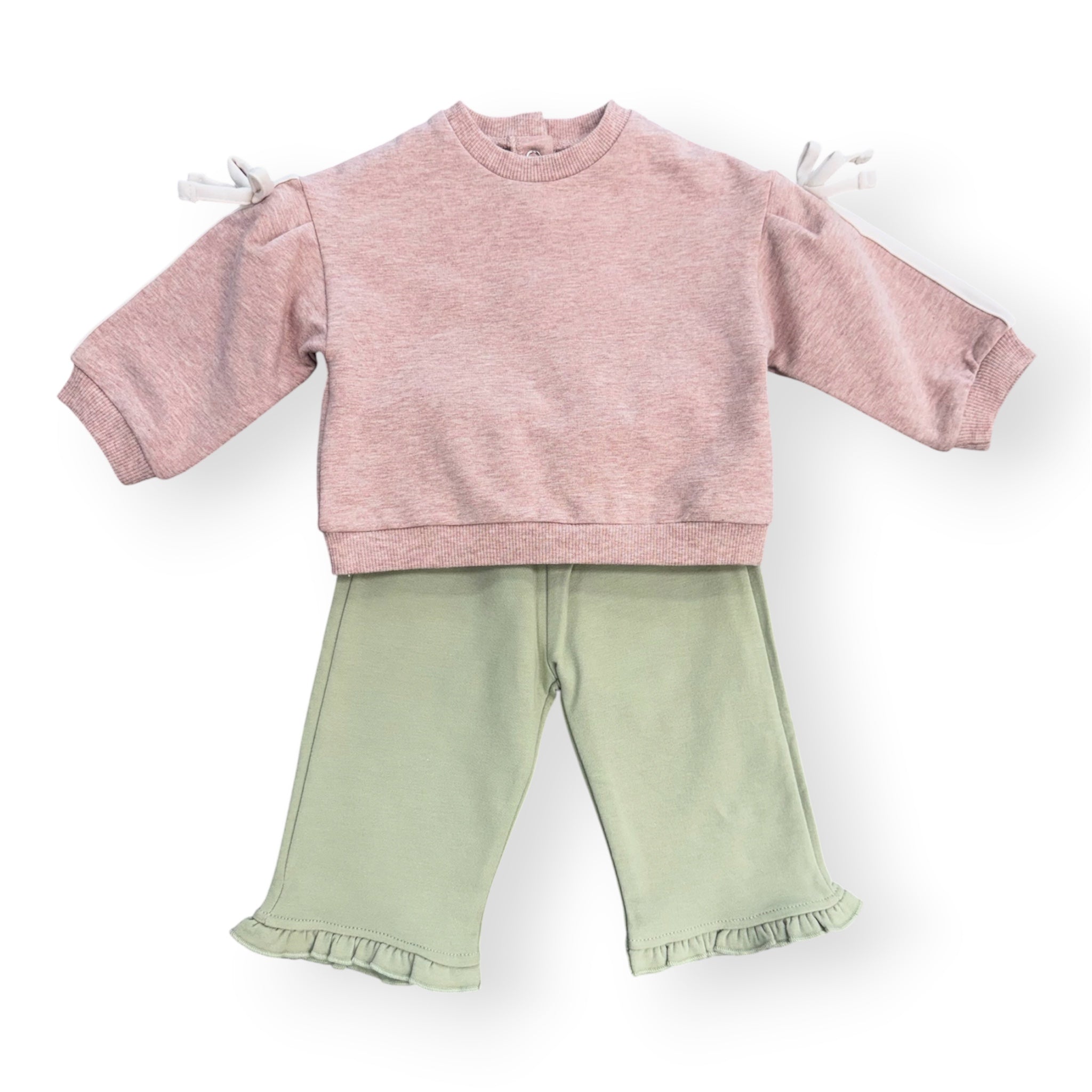 Pink and Green Bow Sleeve Sweatset
