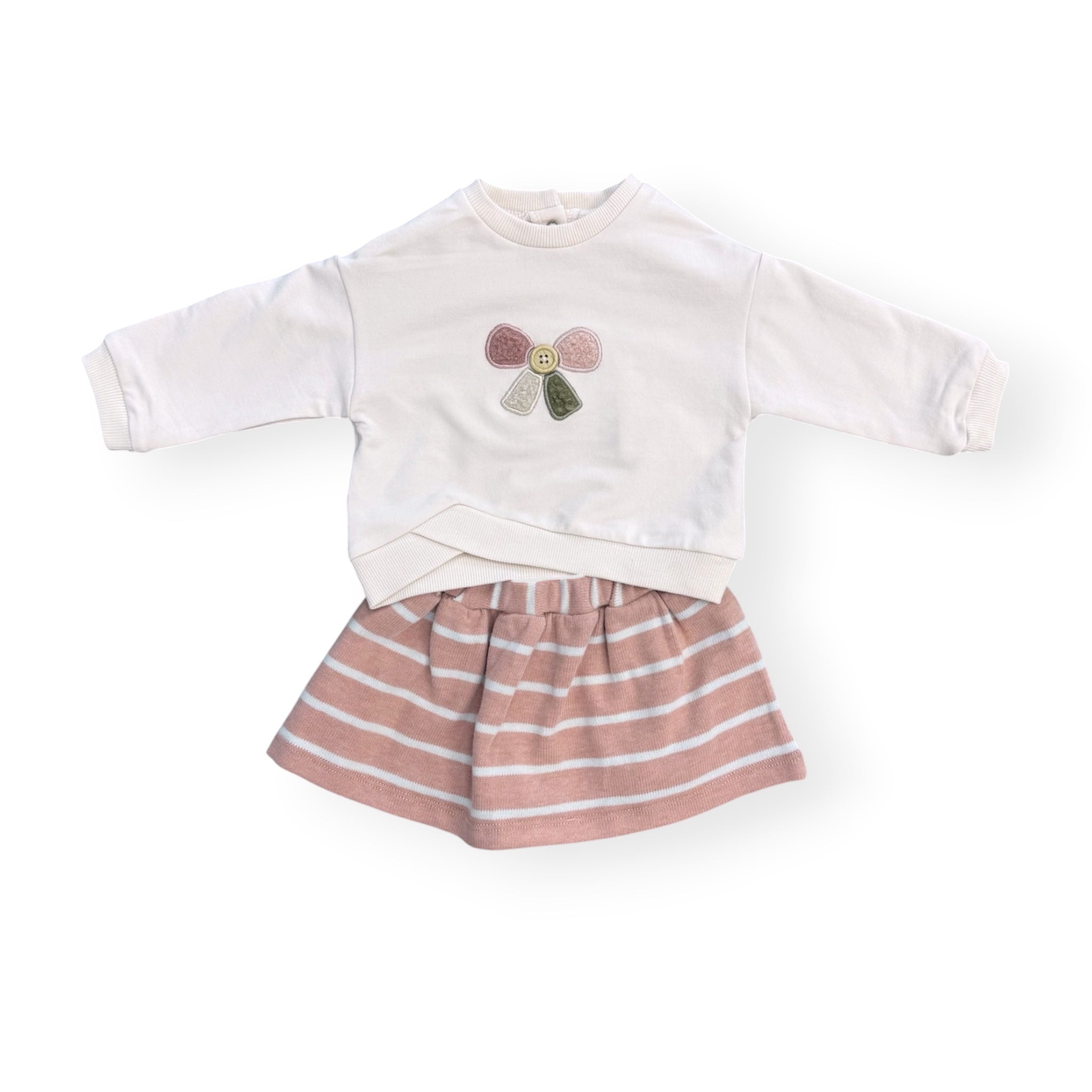 Pink and Green Bow Skirt Set