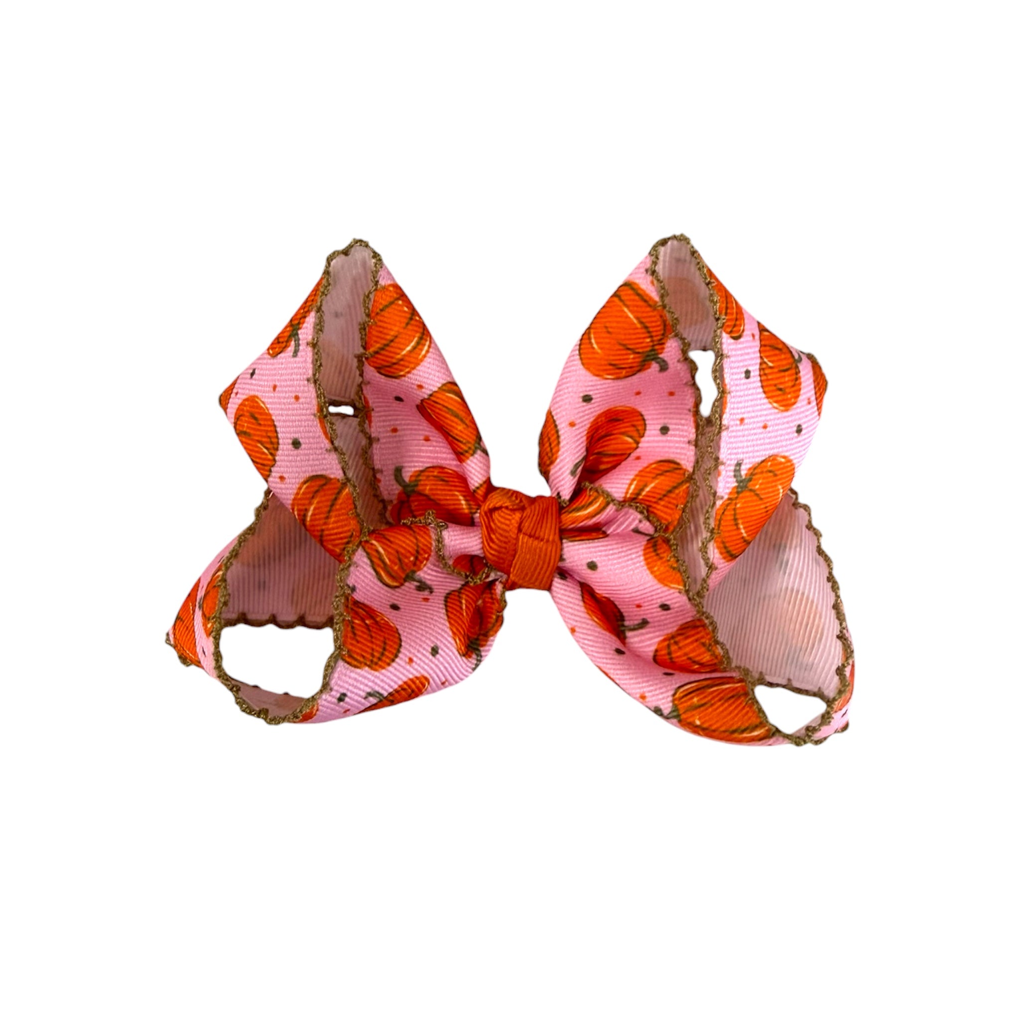 Pink Pumpkin Moonstitch Bow