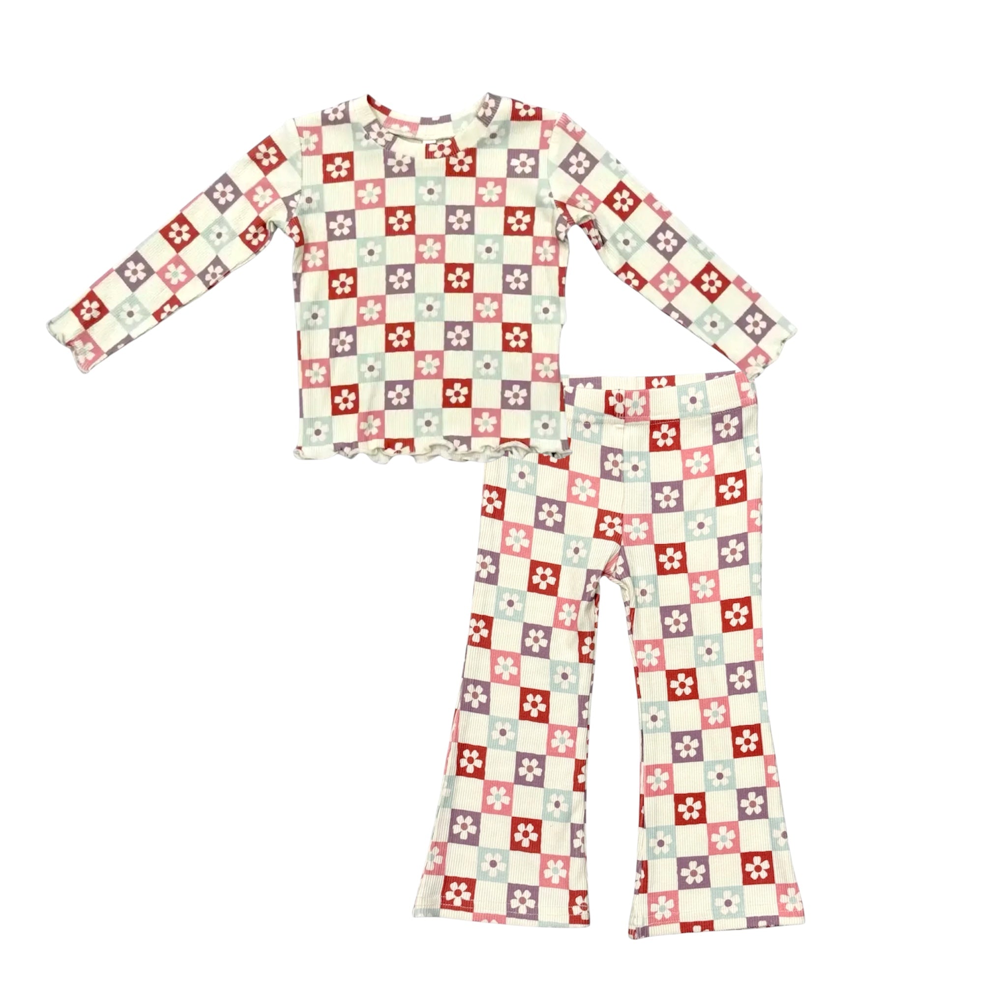 Wavy Daisy Checkered Set