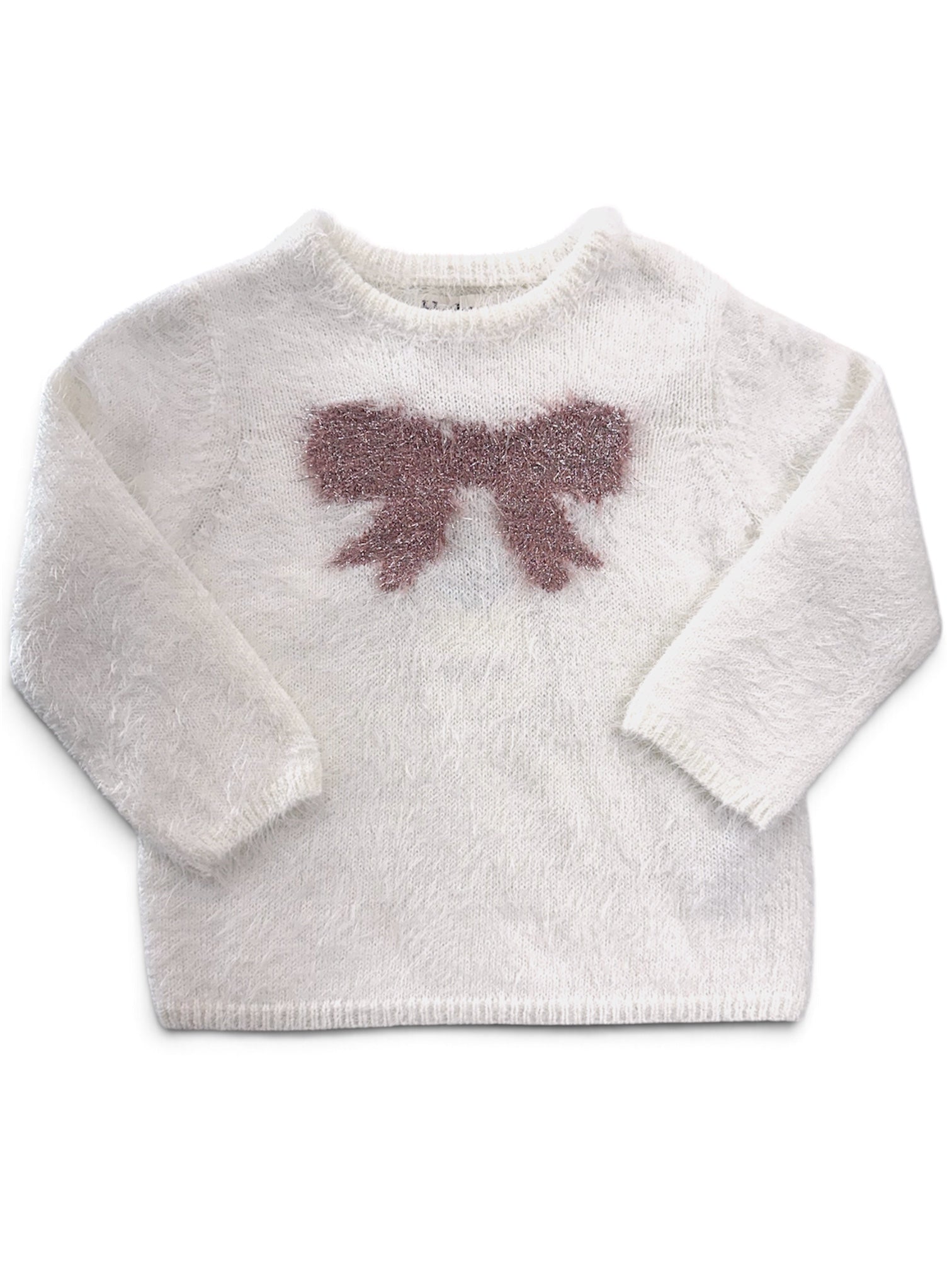 Gardenia Pink Bow Furry Sweater