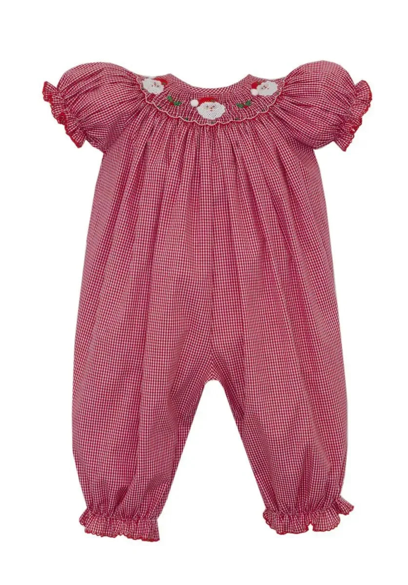 Santa's Face Red Gingham Long Bishop Bubble