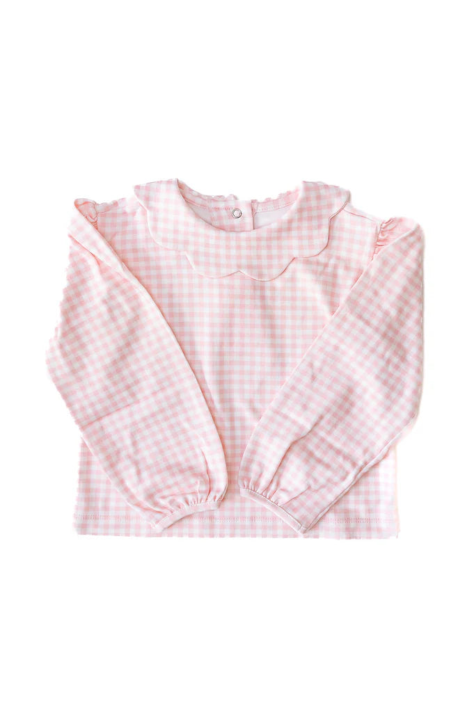 Scallop Pink Gingham Top