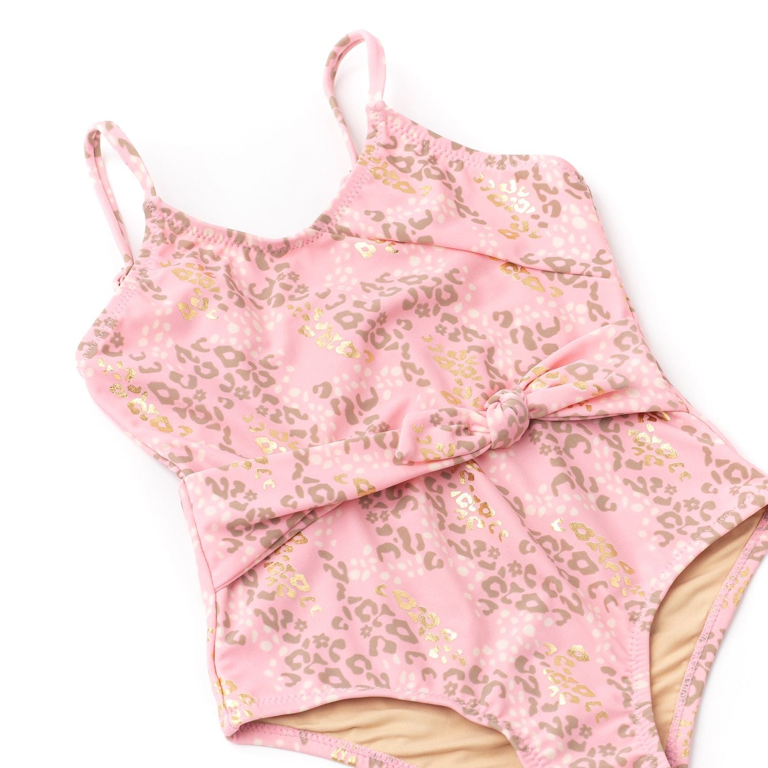 Light Pink Leopard Spots Faux Wrap Swimsuit