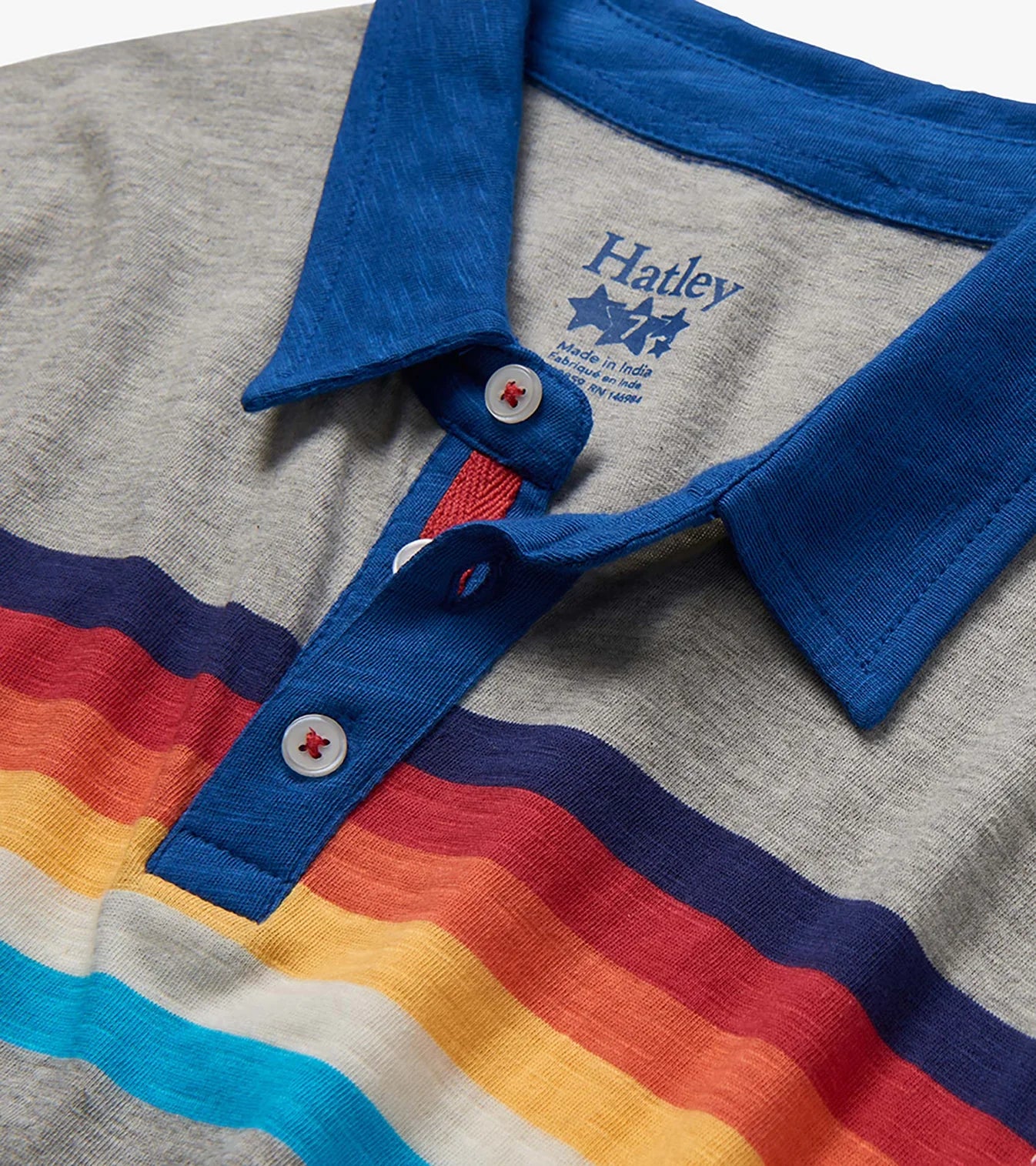 Athletic Grey 70's Stripes Polo Tee