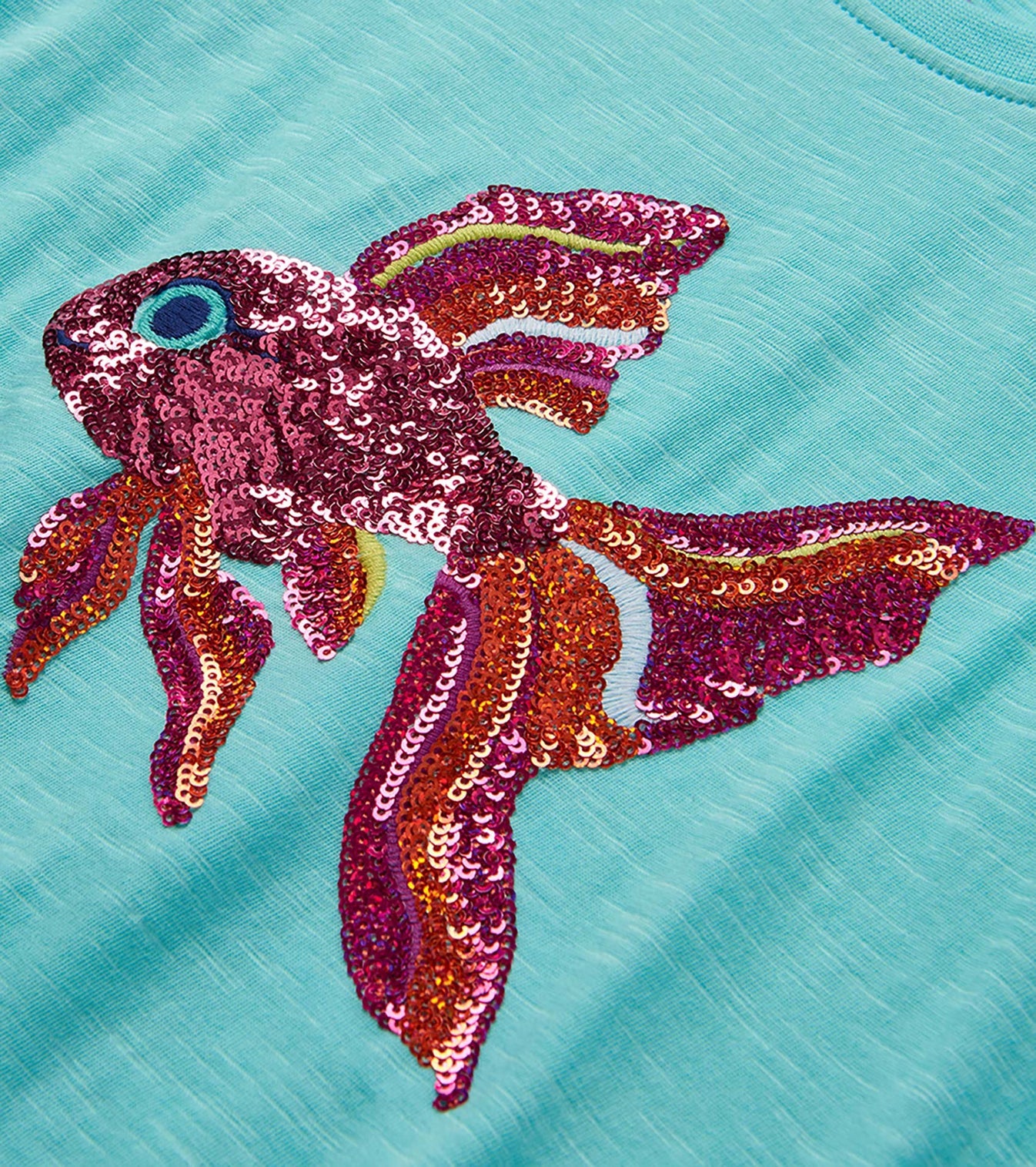Aqua Tropical Fish Tie Front Tee