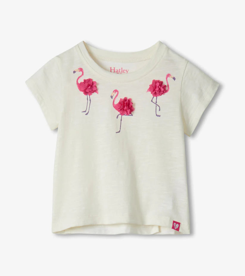 Cream Flamingo Tee & Pink Shorts