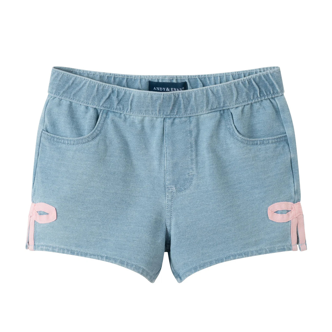 Bow Hem Knit Denim Short