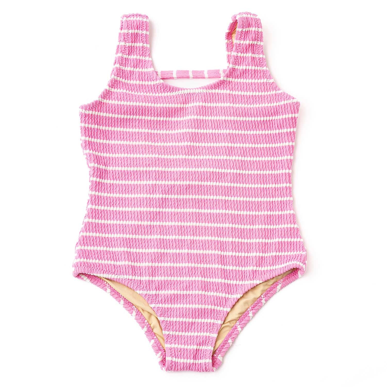 Candy Pink Stripe Crinkle Swimsuit