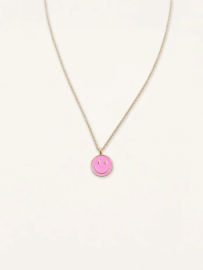 Be Happy Good Day Pink Smiley Necklace