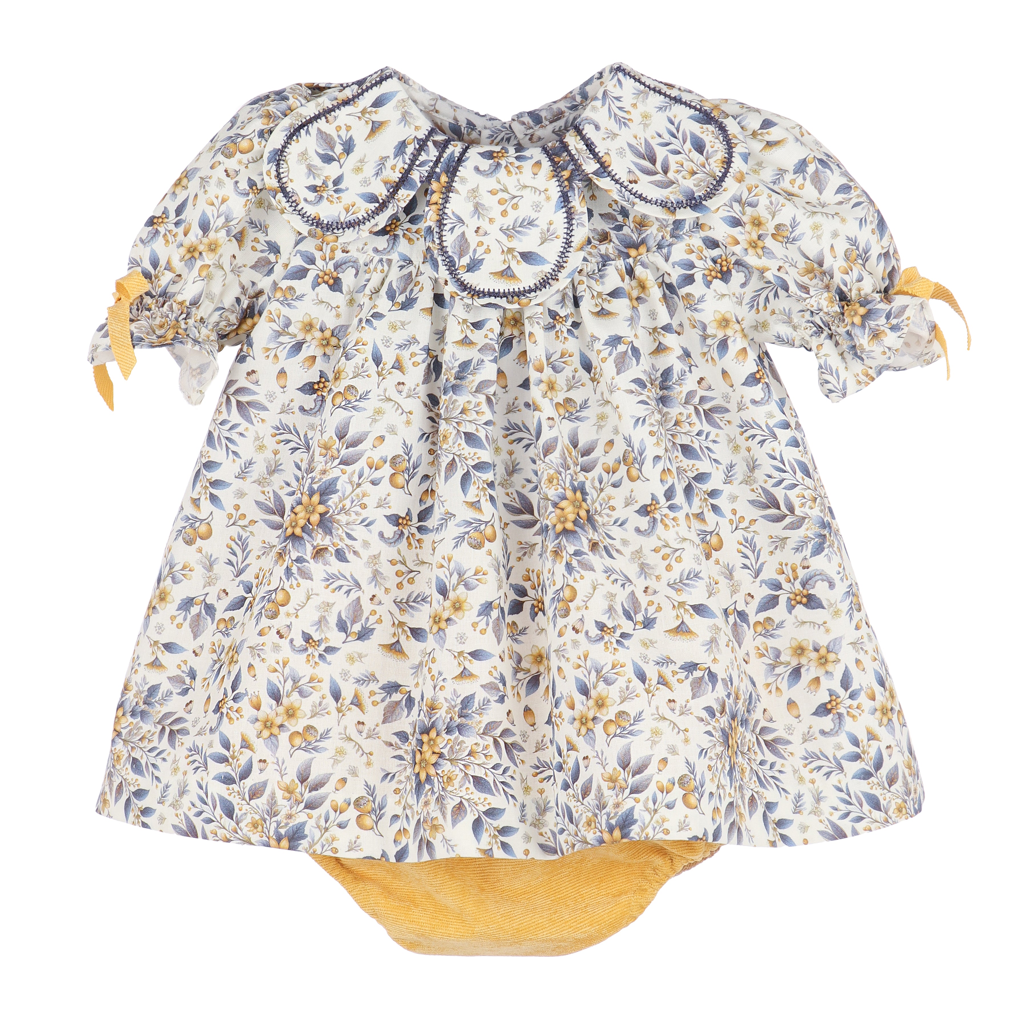 Marigold Floral Petal Collar Float SS Dress