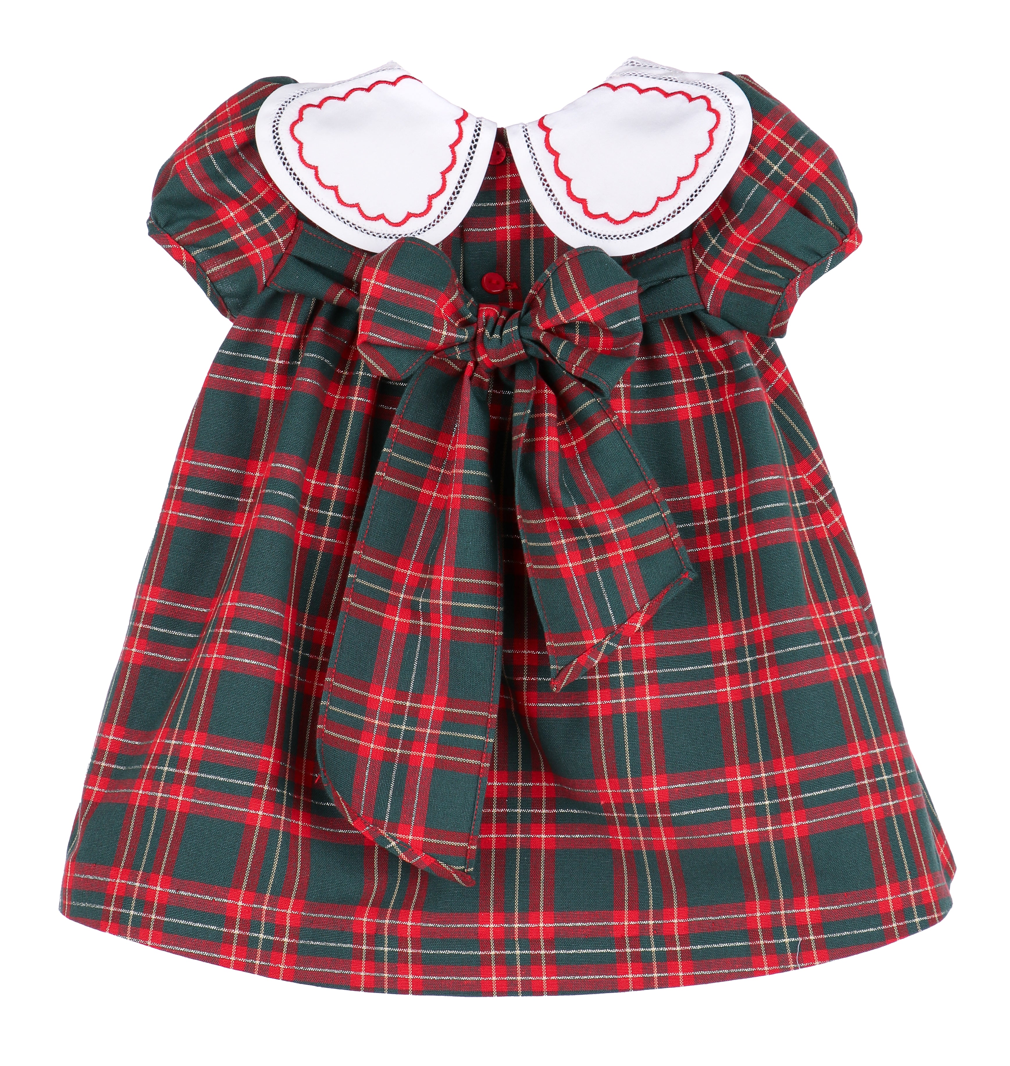 Holiday Plaid Emb Petal Collar Float Dress