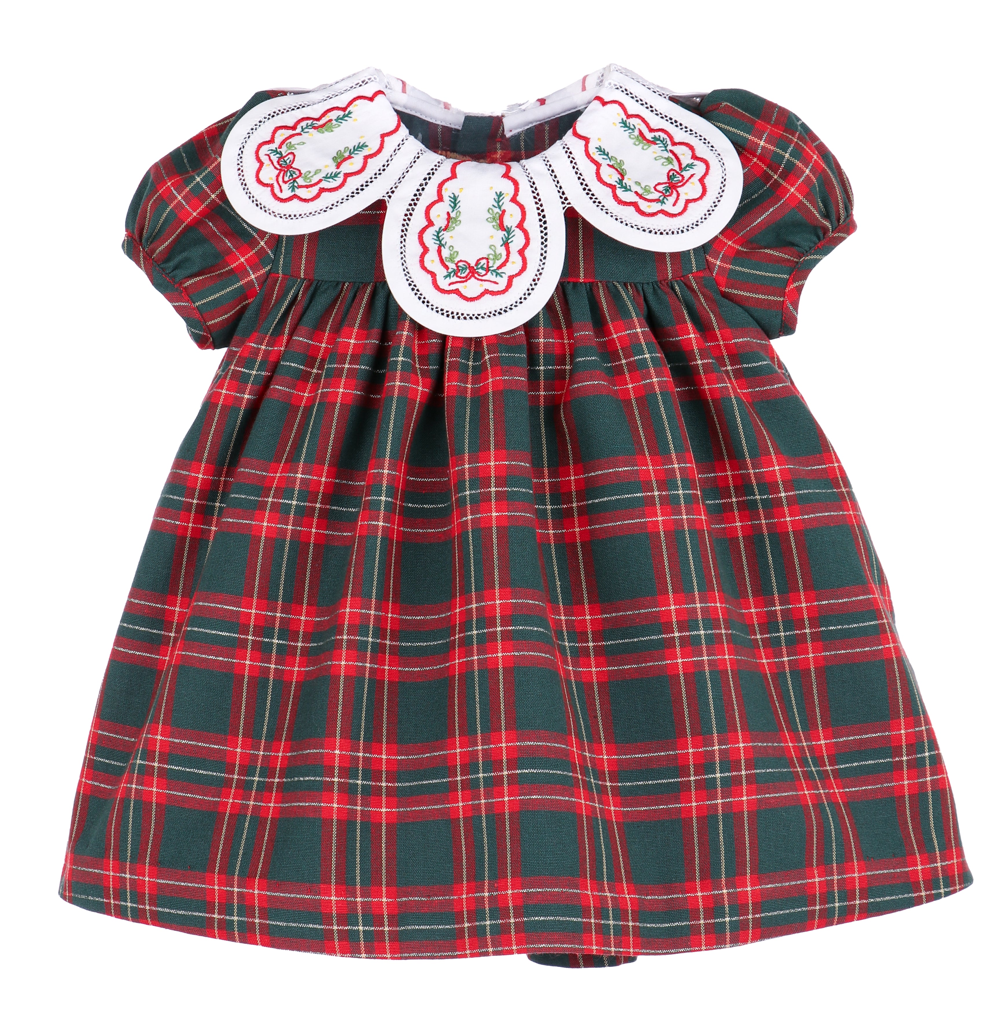 Holiday Plaid Emb Petal Collar Float Dress