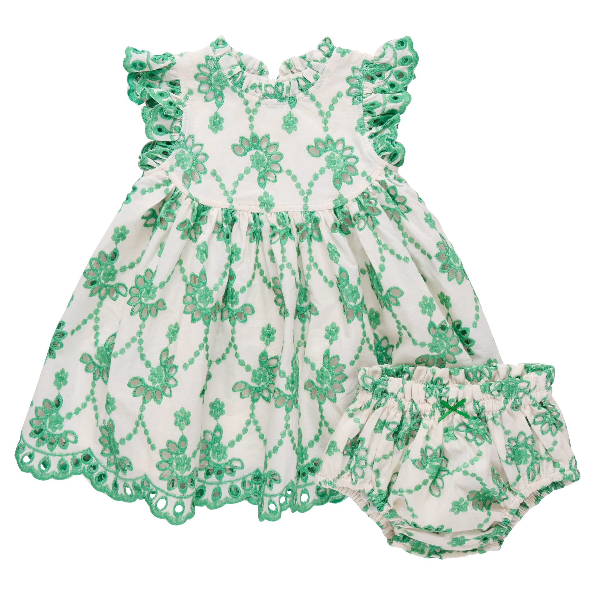Kelly Green Eyelet Cynthia Dress Set