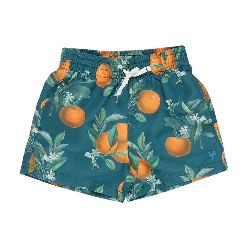 Swim Trunk Green Botanical Oranges