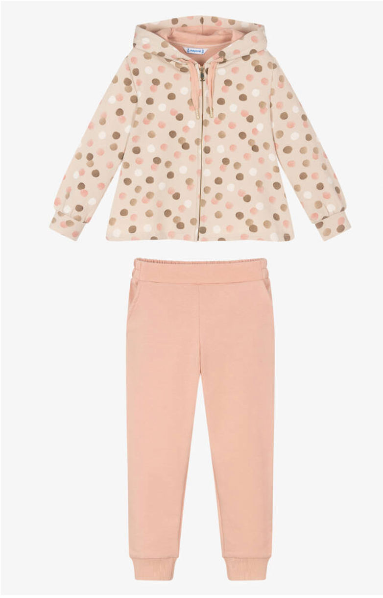 Dot Zip Hoodie & Pink Pants Set