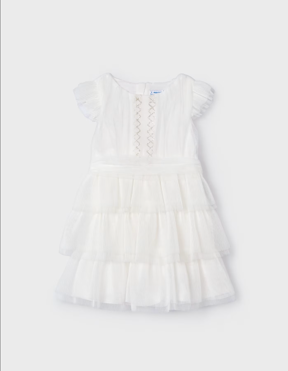 Natural Pleated Tulle Dress