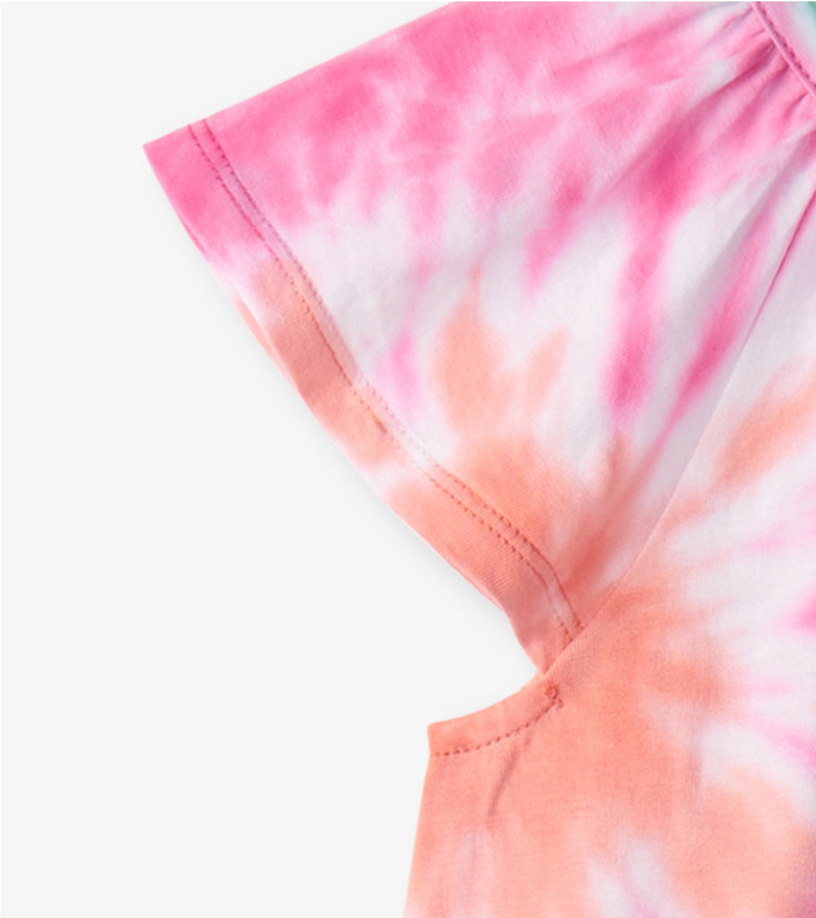 Aqua Pink Tie Dye Easy Raglan Dress