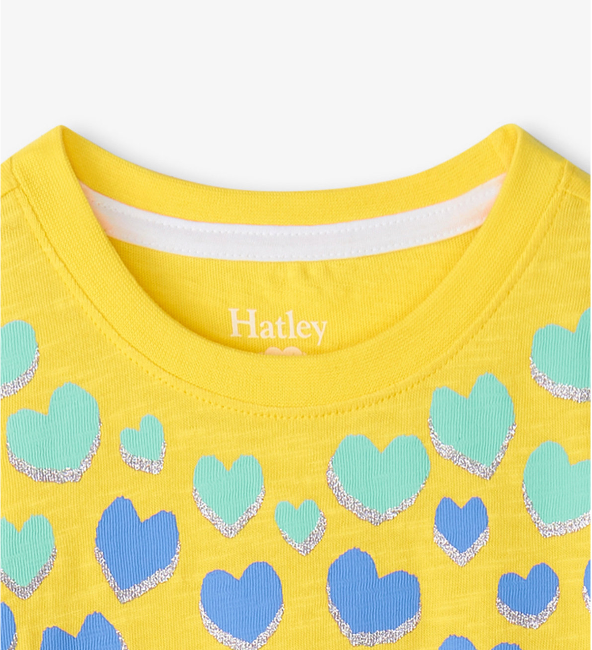 Yellow Falling Hearts Graphic SS Tee