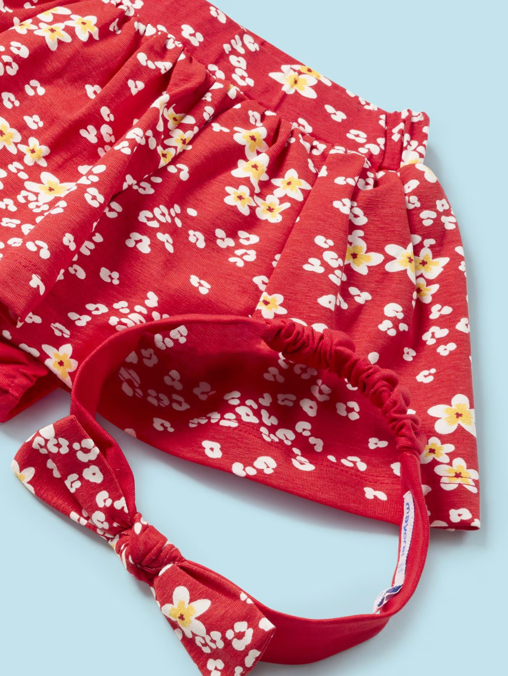 Red Floral Print Smocked Skirt Set & Headband