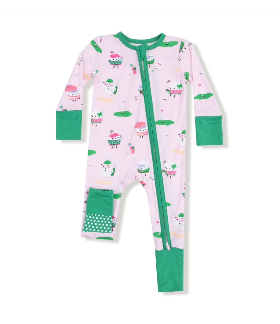 Pink Golf Pros Green 2-Way Zip Romper