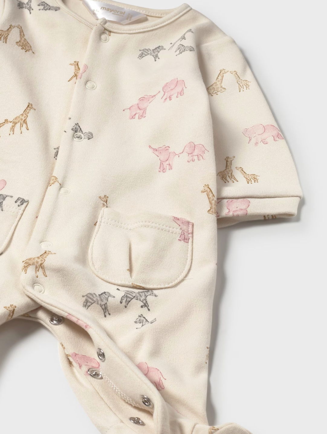 Jungle Animal Pair Pink Print Footie