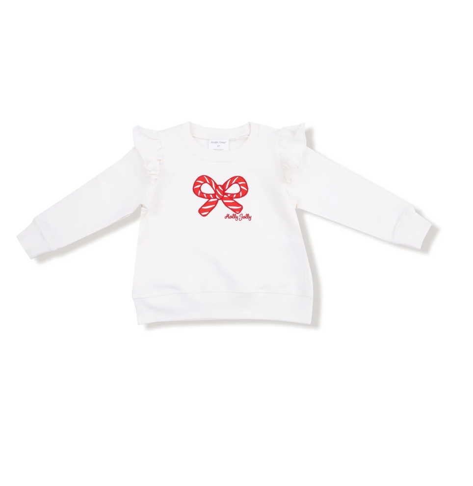 White Candy Canes Ruffle Sweatshirt