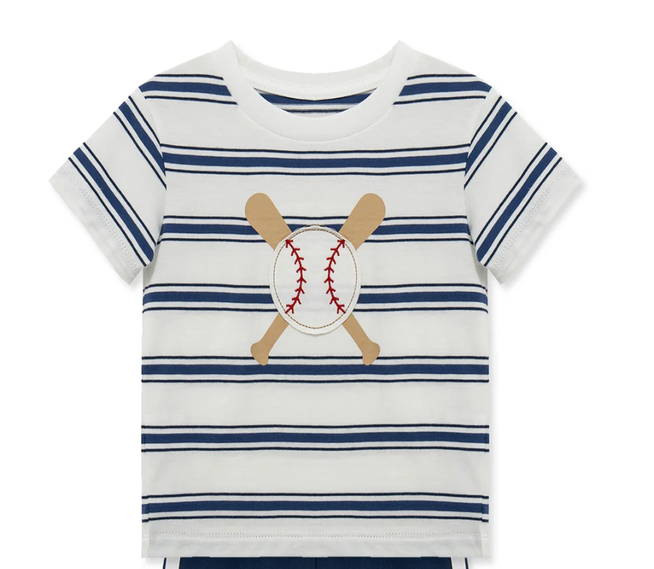 Blue Striped Baseball Tee