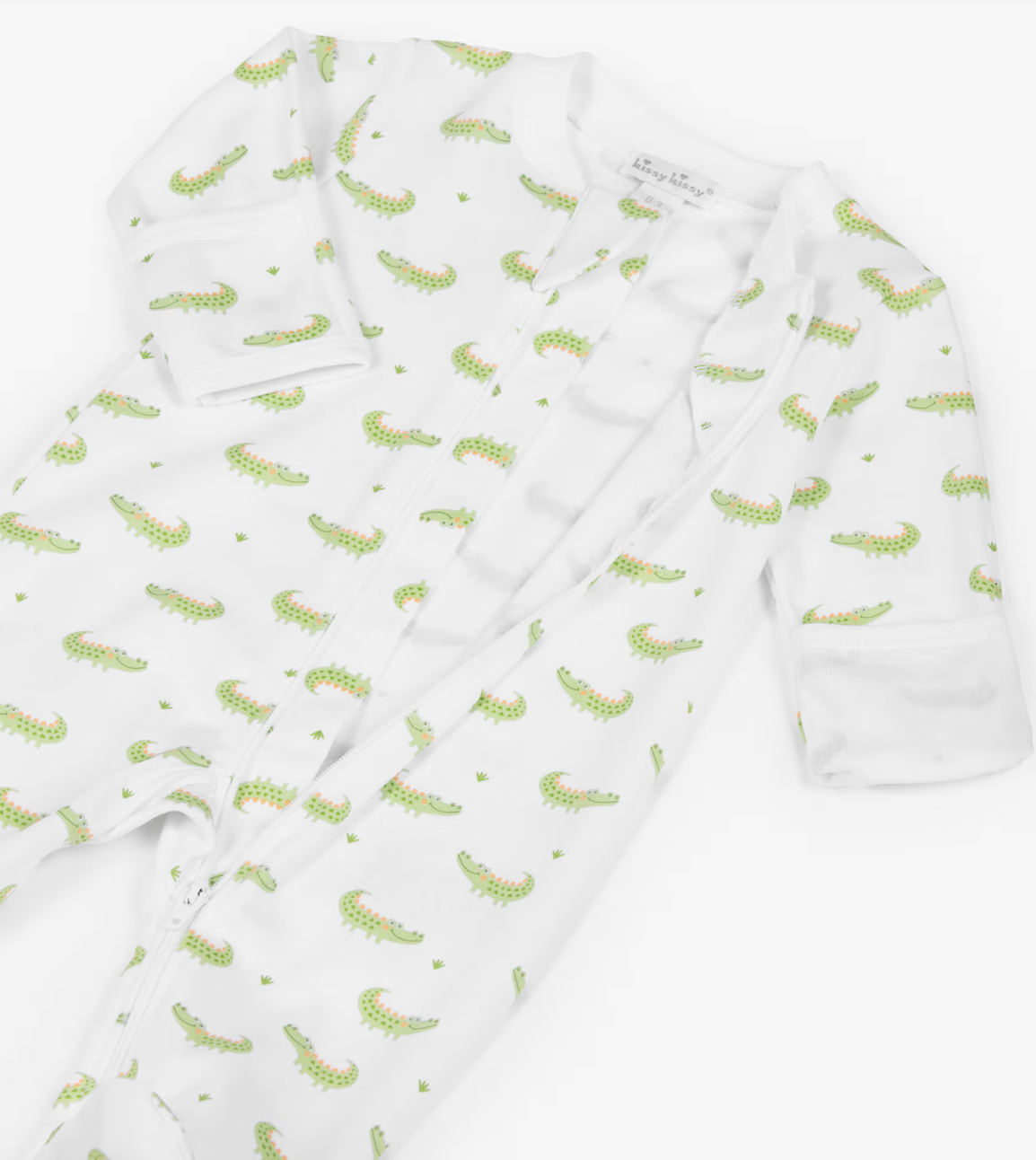 Green Crocodile Camp Print Zip Footie
