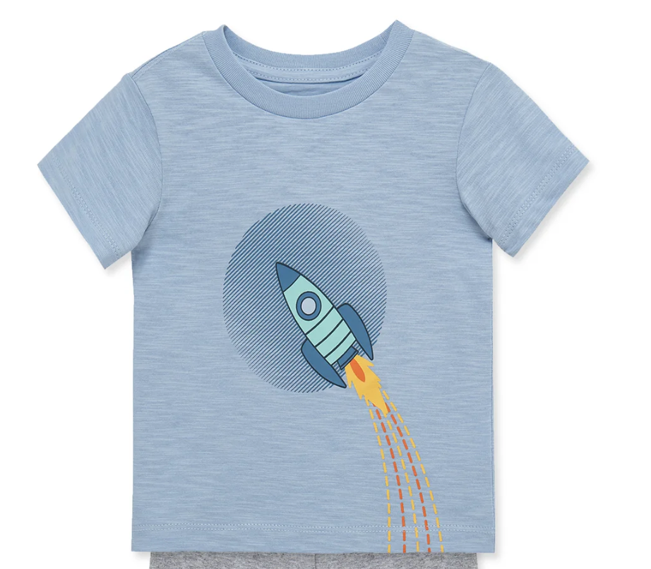 Light Blue Rocketship Tee